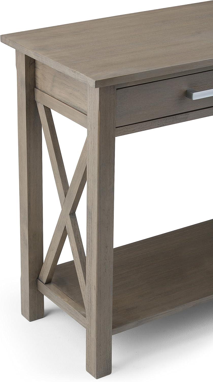 Contemporary Farmhouse Gray Wood Console Table with Storage