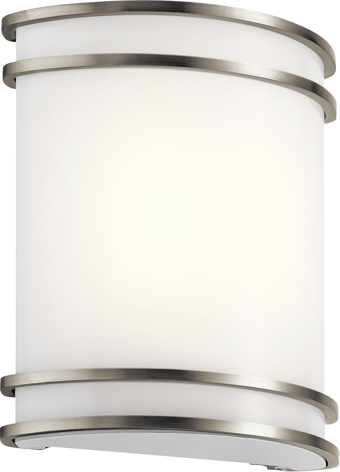 Brushed Nickel LED Wall Sconce with White Shade