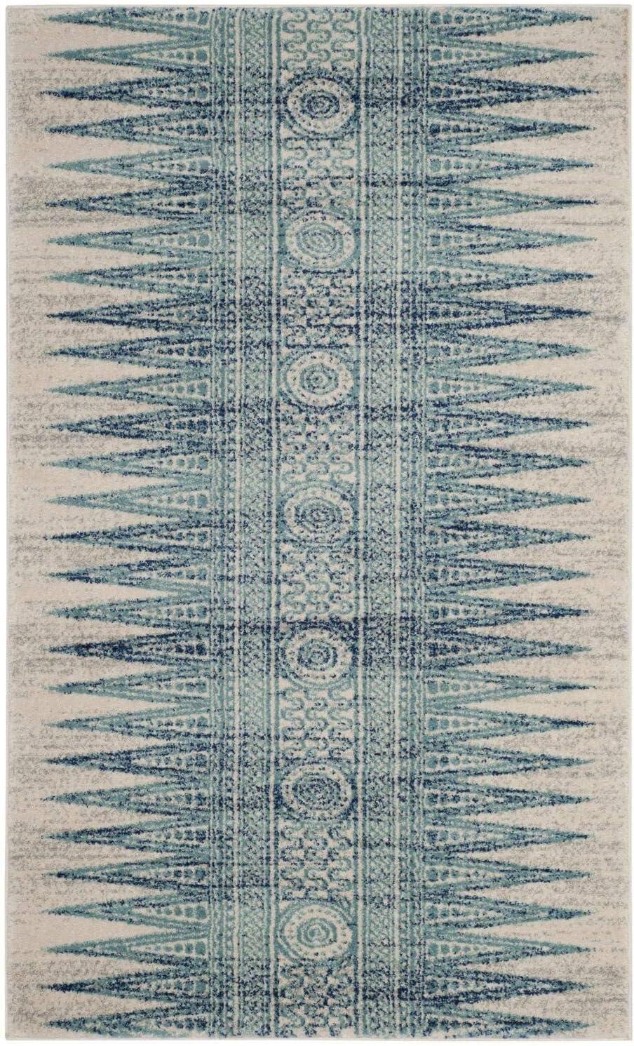 Evoke EVK226 Power Loomed Indoor Accent Rug - Ivory/Turquoise - 3'x5' - Safavieh