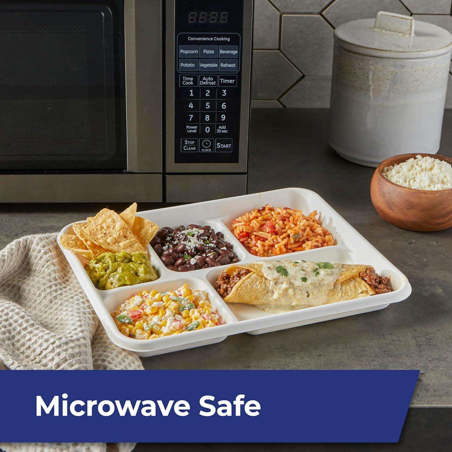 Hefty ECOSAVE Compostable 5-Compartment Paper Trays, 12 Count