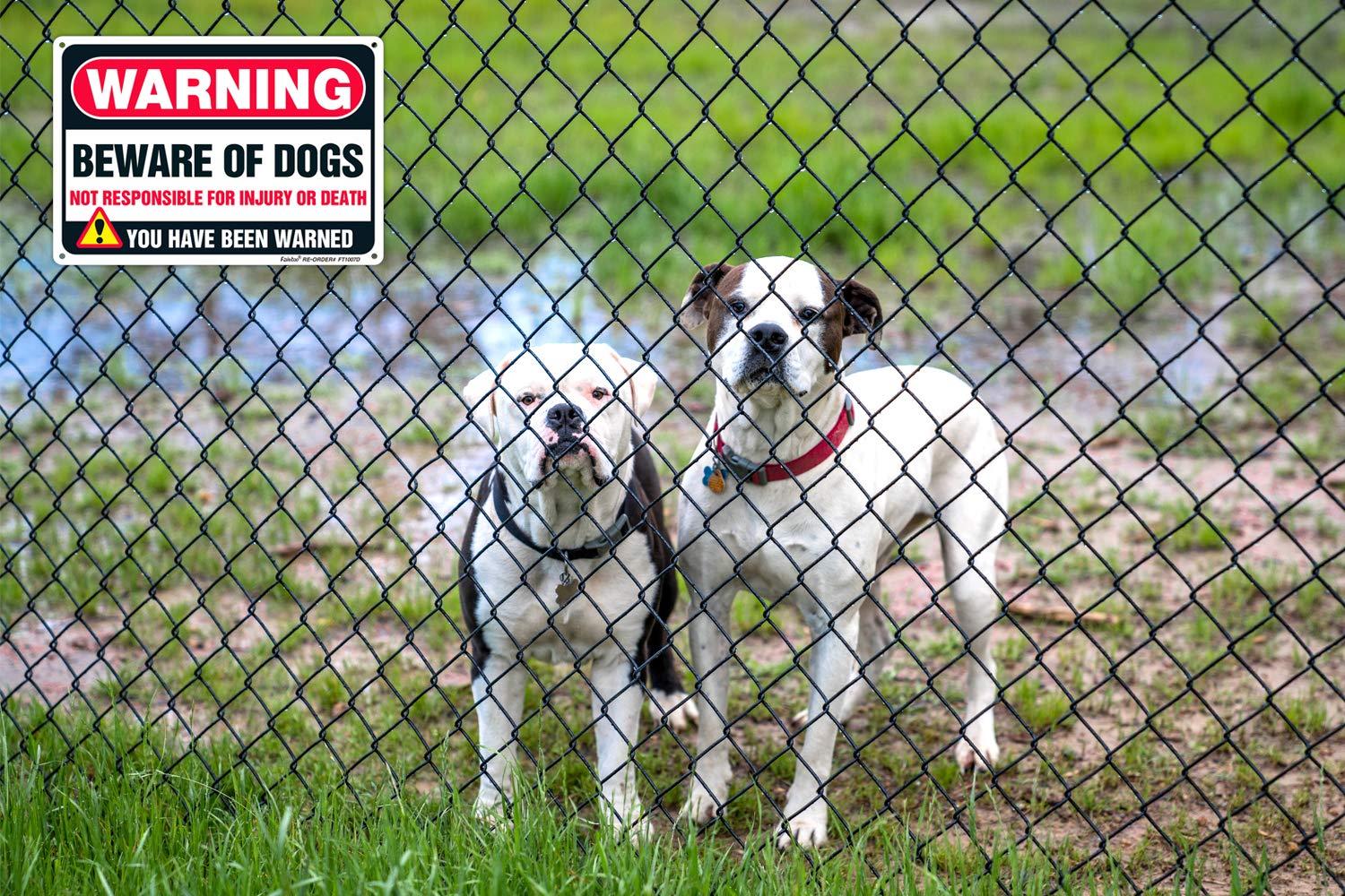 2Pack Beware of Dog Sign, You Have Been Warned No Responsible for Injury or Death - Indoor/Outdoor Fence Use - Metal Aluminum Rust Free | 7" x 9.8" Pre-Drilled Holes, Fade Resistant, Weatherproof