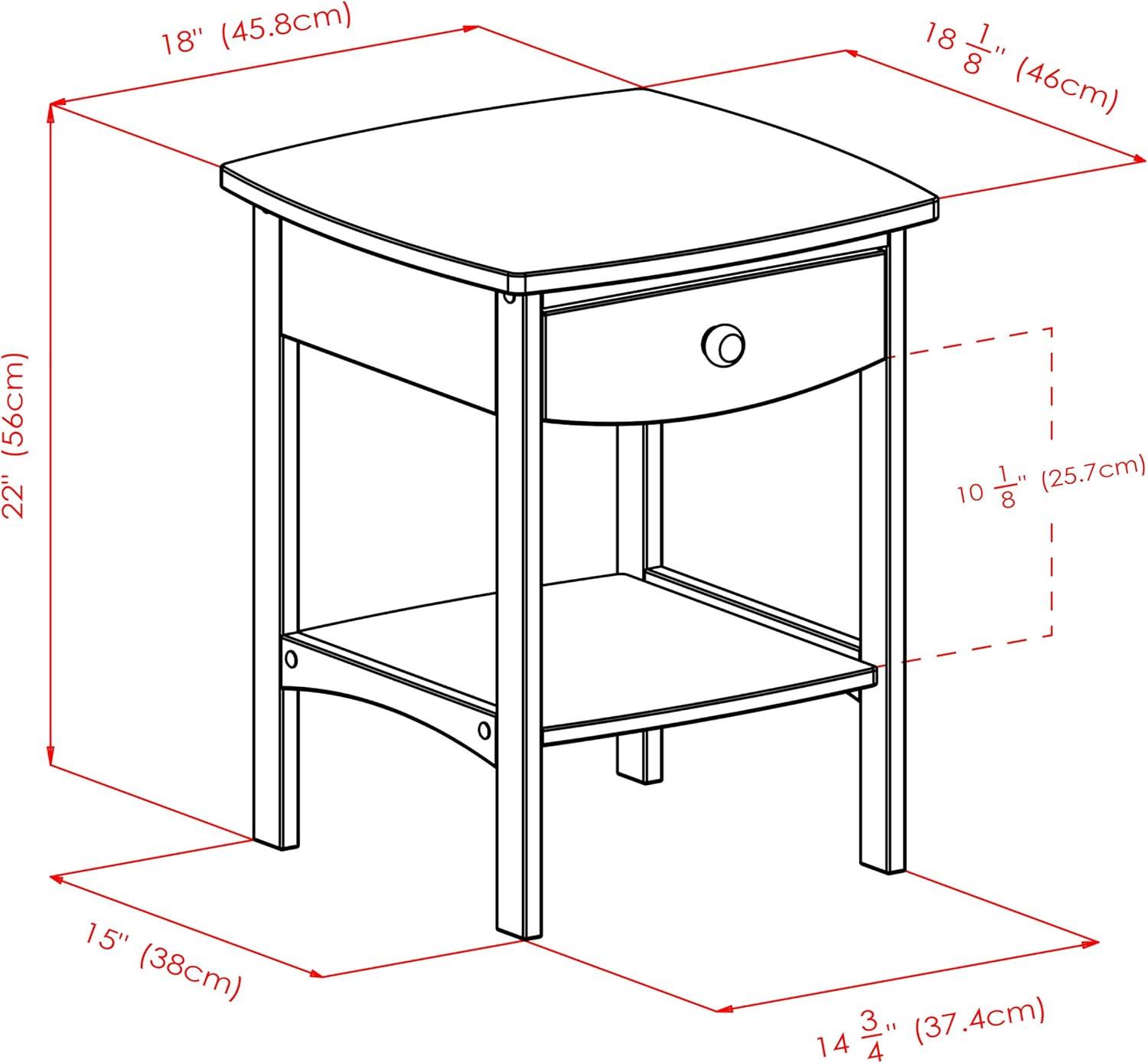 Claire Accent Table White - Winsome: Wood Composite Nightstand with Drawer & Shelf, Spot Clean
