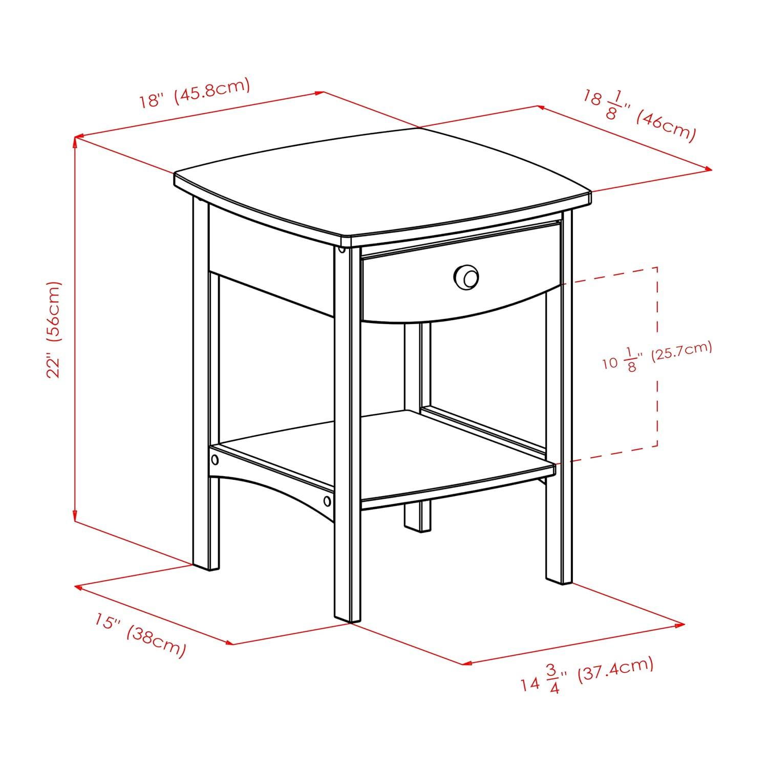 Claire Accent Table White - Winsome: Wood Composite Nightstand with Drawer & Shelf, Spot Clean