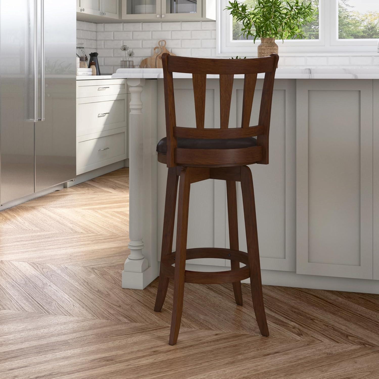 29.5" Presque Isle Swivel Barstool Cherry/Brown - Hillsdale Furniture: Padded High-Back with Footrest