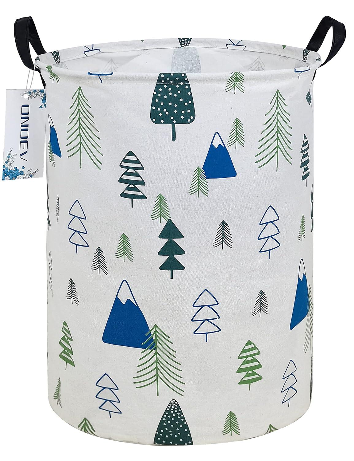 Round Fabric Storage Bin,Decorative Basket,Organizer Basket with Handles,for Clothes Storage,books and 19.7inch(H) x 15.7inch(D)
