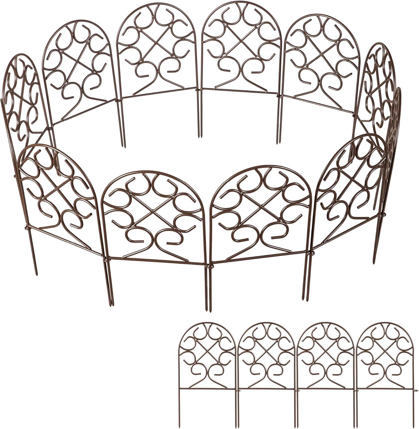 Evergreen Enterprises, Inc 18'' H x 120'' W Scrollwork Wrought Iron Edging with Ground Stakes and Gunmetal Finish