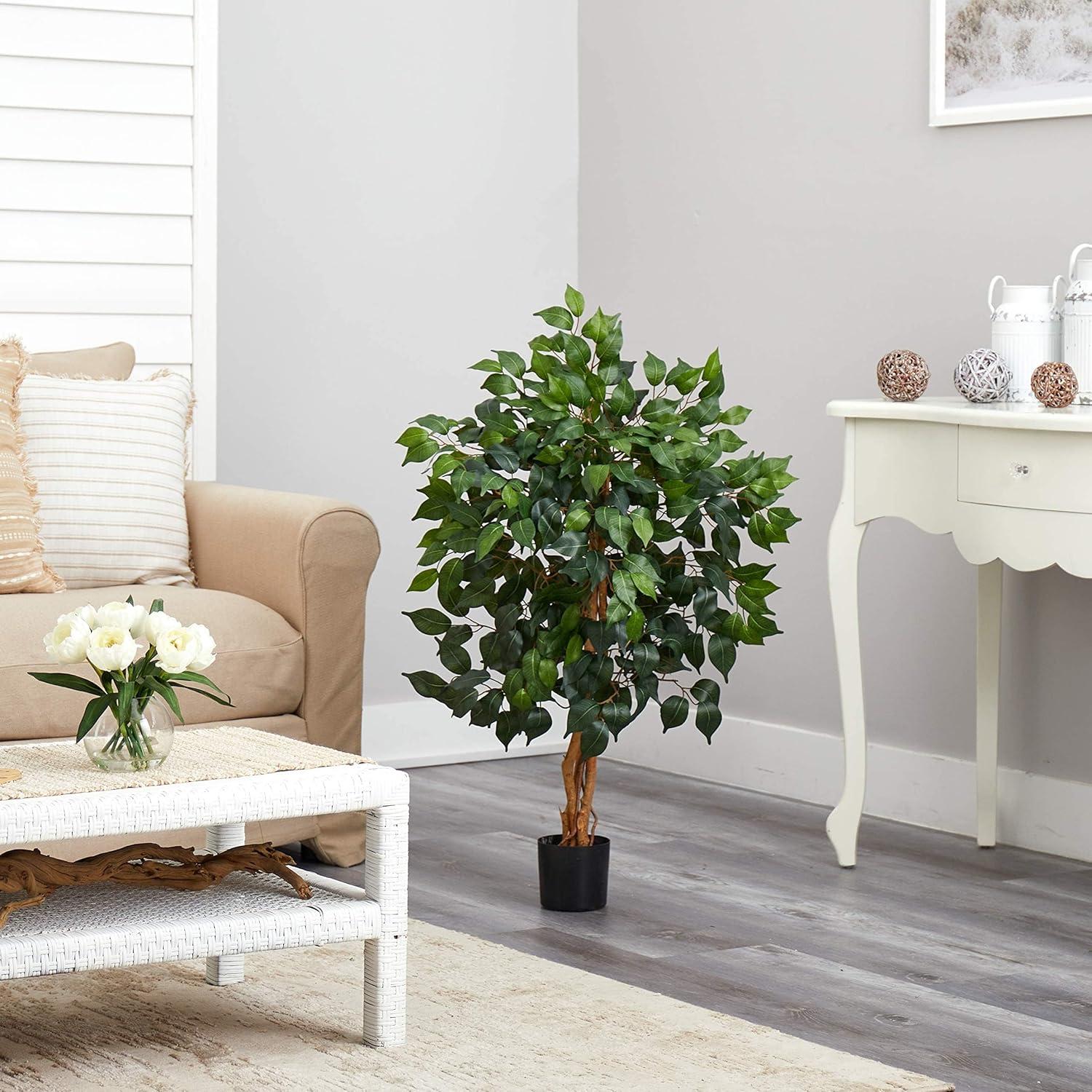 Nearly Natural 3' Ficus Artificial Tree, Green