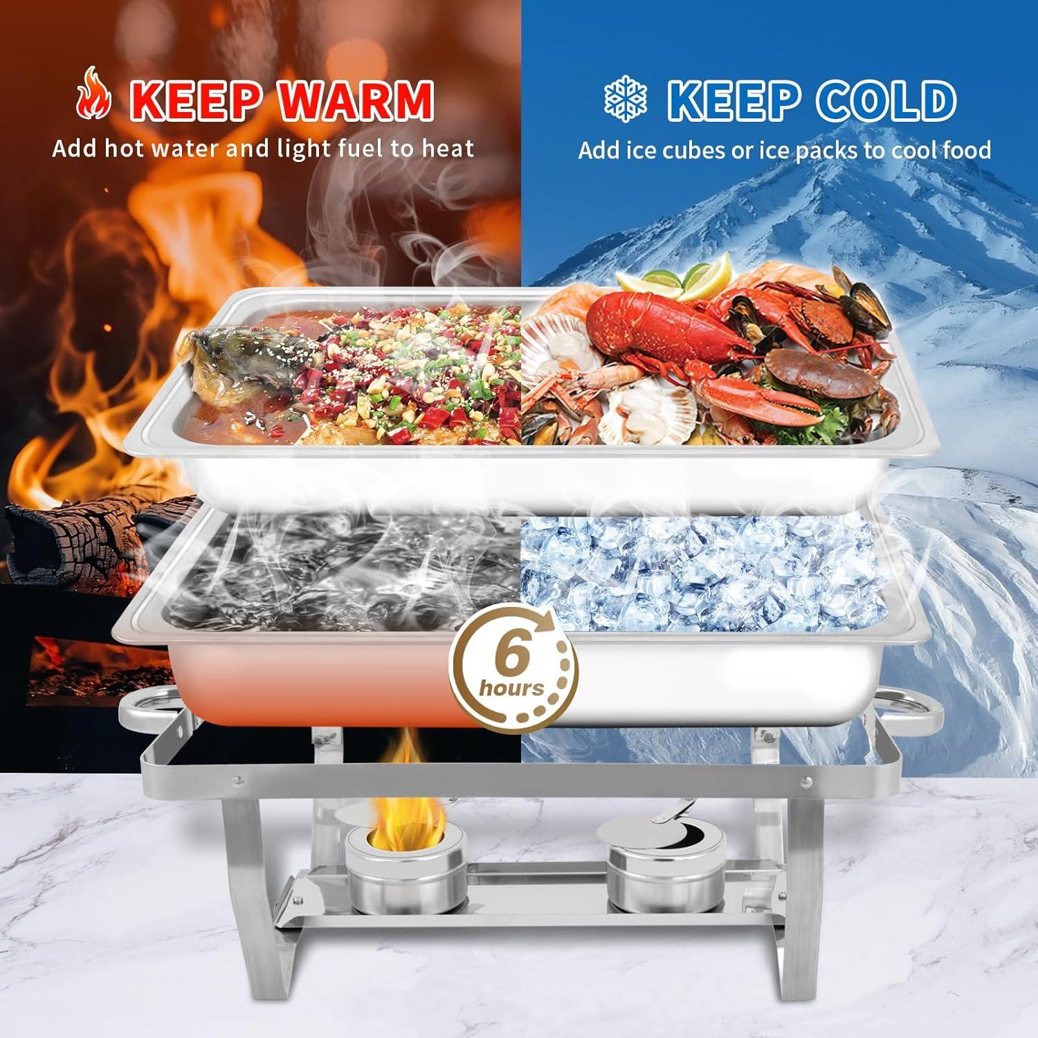 The Party Aisle™ Chafing Dishes For Buffet 4 Pack, 8 Qt Stainless Steel Chafers And Buffet Warmers Sets With Lid, Rectangle Serving Food Warmer Catering Supplies Buffet Display For Parties