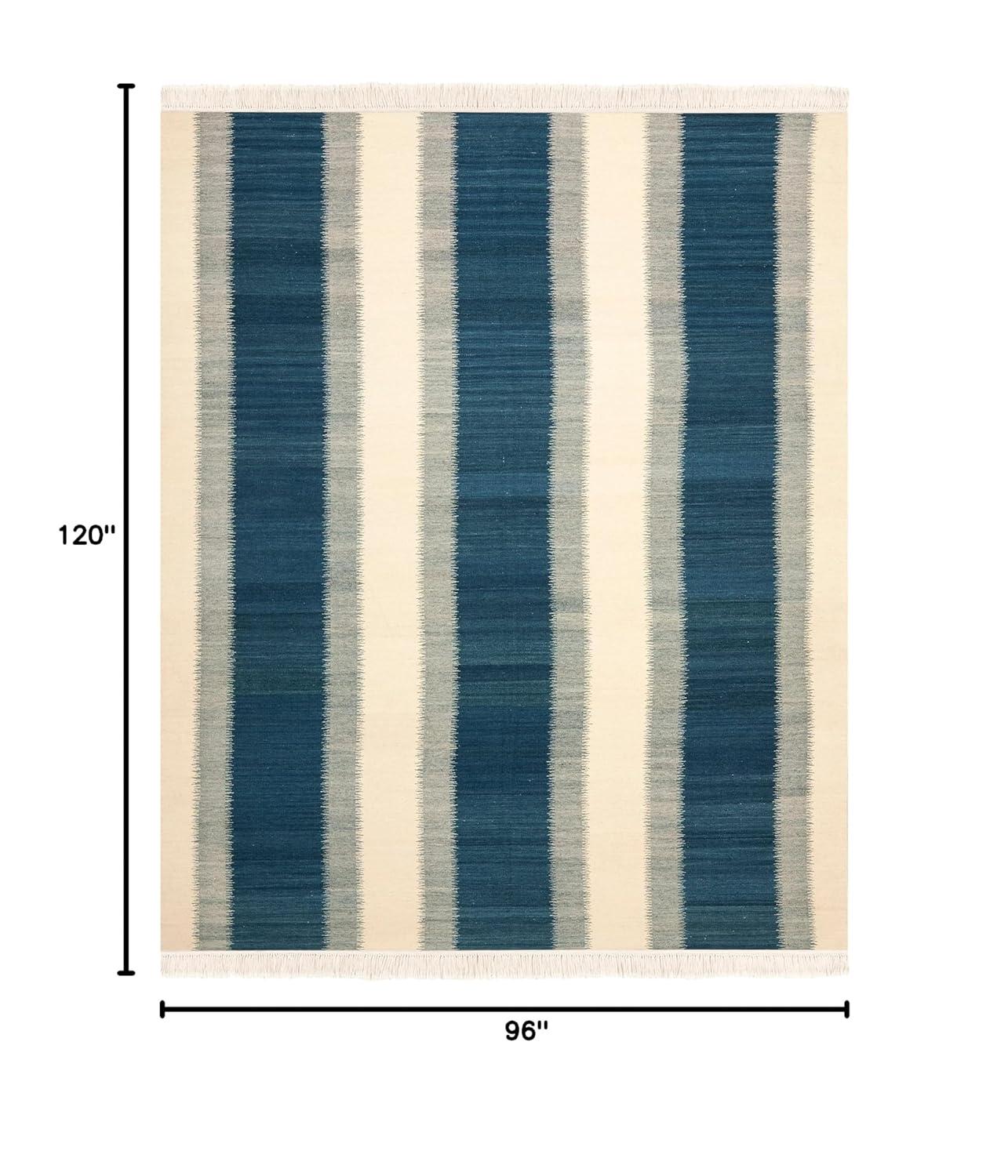 Kilim NVK213 Hand Woven Indoor Area Rug - Blue/Ivory - 8'x10' - Safavieh