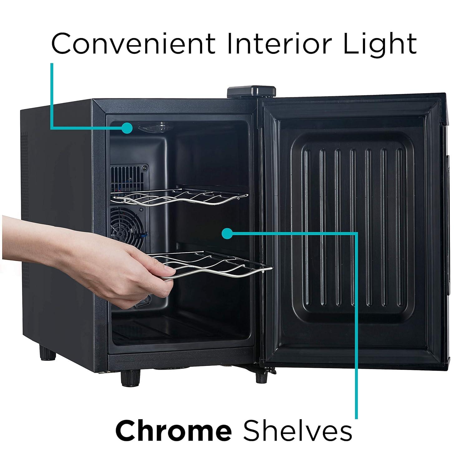 BLACK+DECKER BD6 Series BLACK+DECKER 6 Bottle Wine Cellar,  Mirror Door- Black