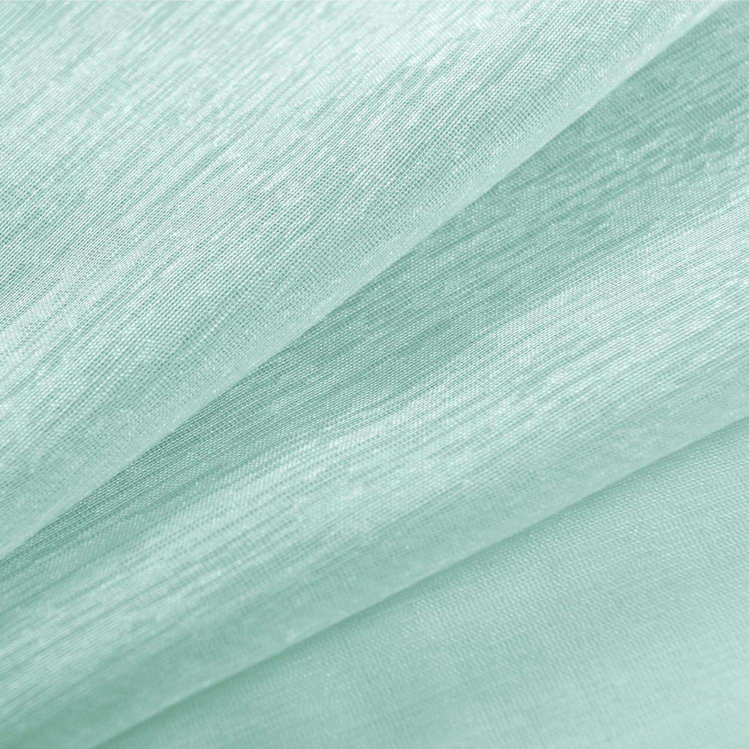KOUFALL 96 Inch Seafoam Sheer Curtains Grommet 2 Panel Faux Linen Voile Drapes Semi Sheer Curtains for Living Room Bedroom 52 x 96 Inches Long Ocean Coastal Beach Themed Aqua Mint Light Green