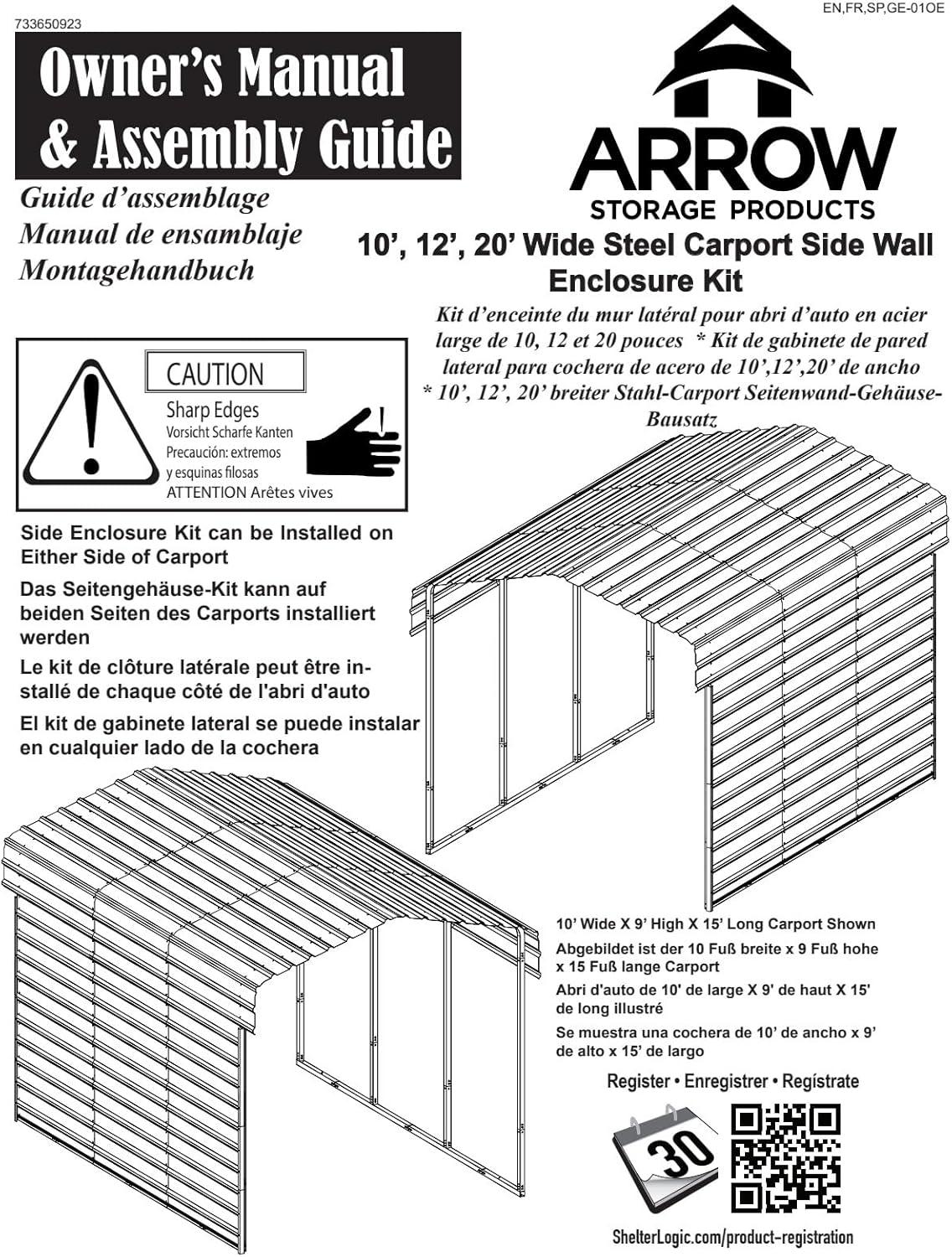 Eggshell Steel 10' x 15' Carport Kit with Enclosure