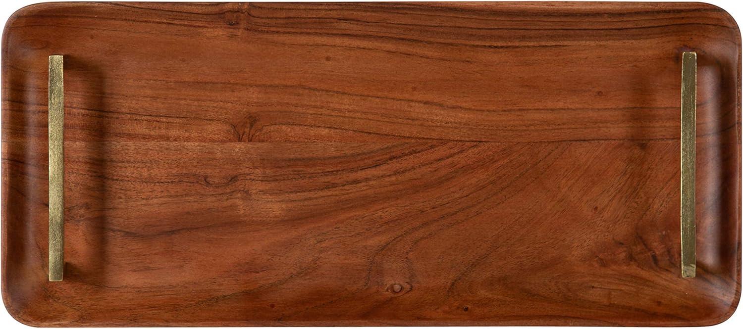 Kate and Laurel Cantwell Tray, 18x8, Walnut Brown