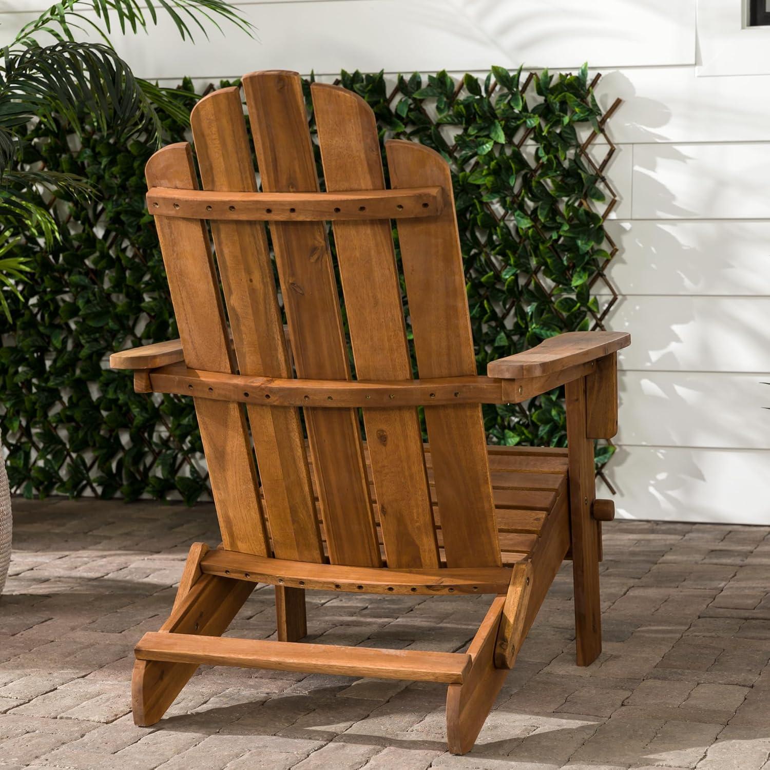 Dark Brown Acacia Wood Foldable Adirondack Outdoor Chair