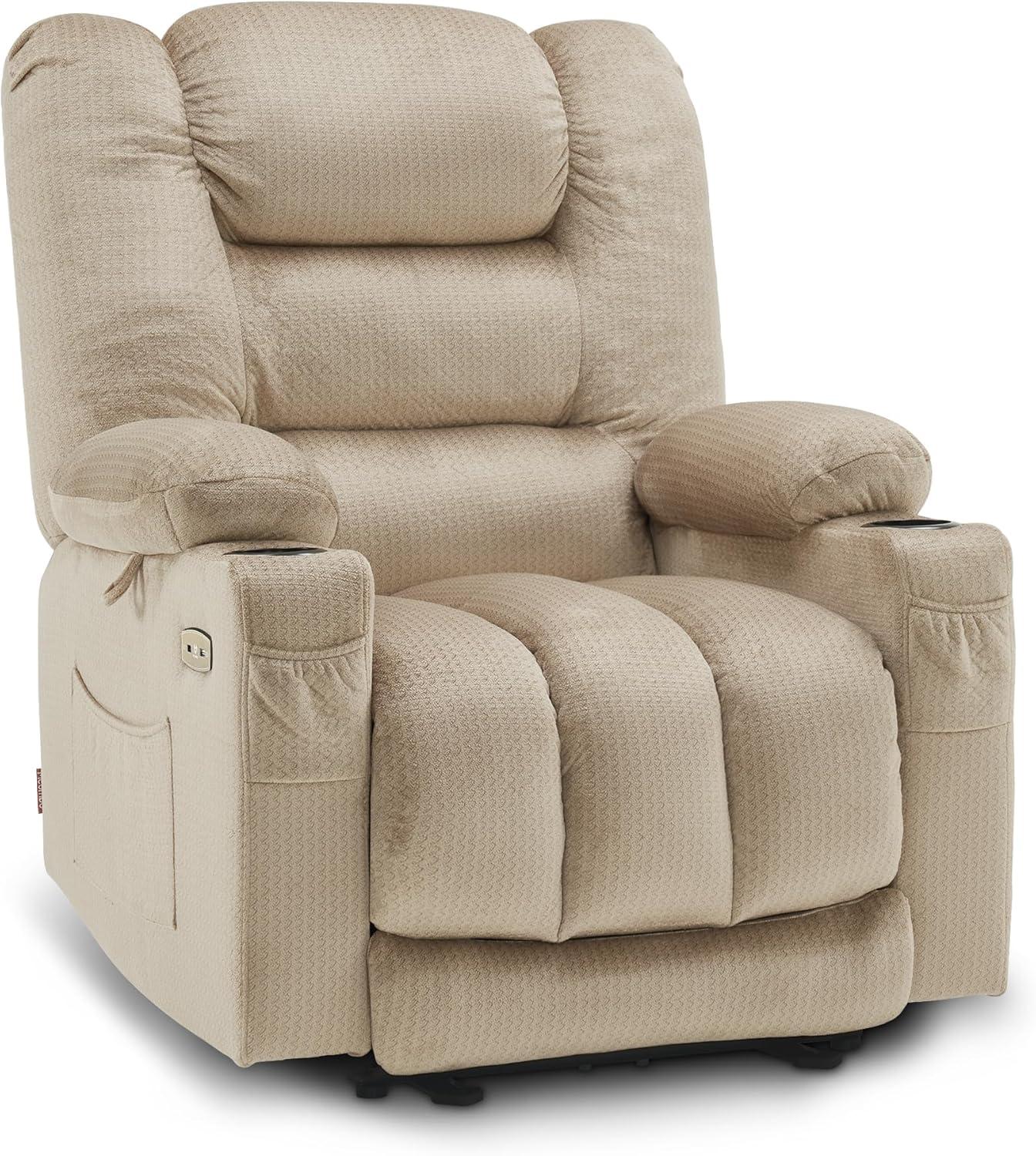 Color Electric Power Recliner Chair with Heat and Massage, USB Ports, Cup Holders