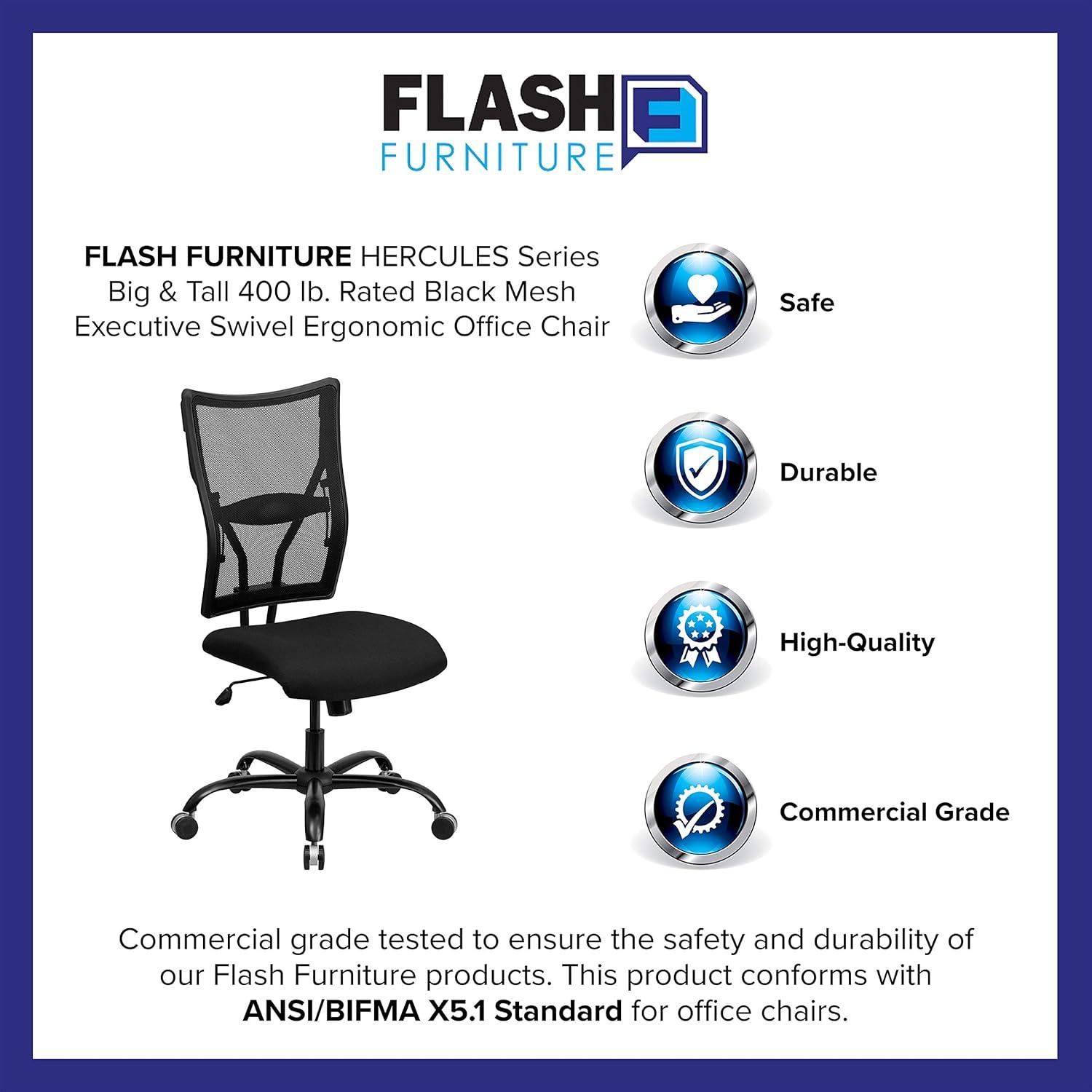 Flash Furniture HERCULES Series Big & Tall 400 lb. Rated Black Mesh Executive Swivel Ergonomic Office Chair