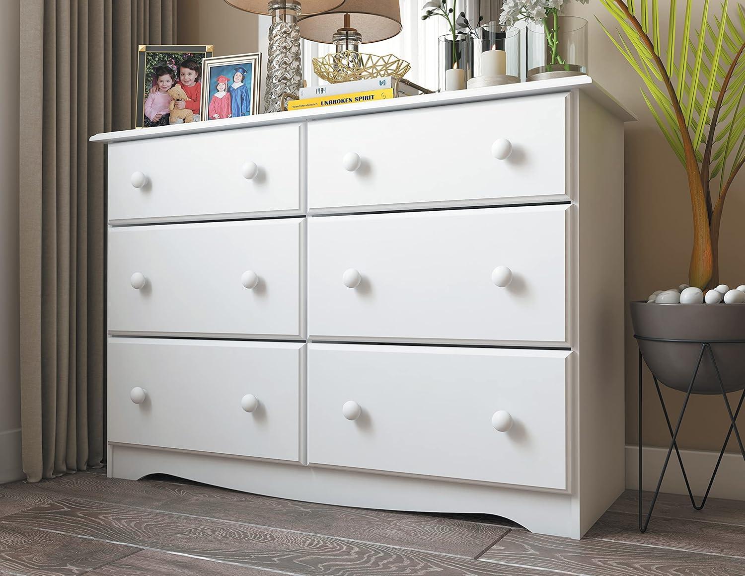Palace White Solid Wood Double Dresser with Extra Deep Drawers