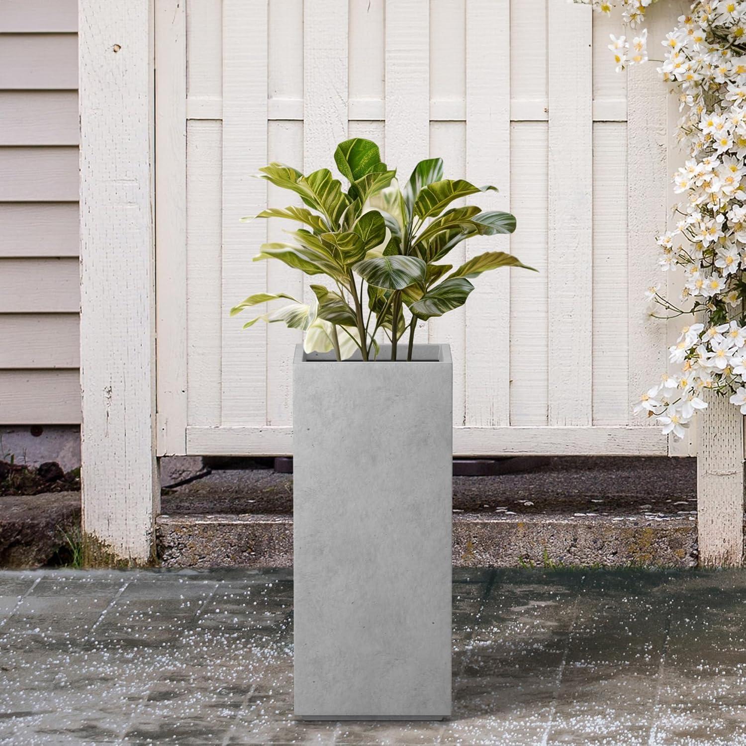 20" x 9" Rectangular Kante Lightweight Modern Tall Outdoor Planter Natural Concrete - Rosemead Home & Garden, Inc.