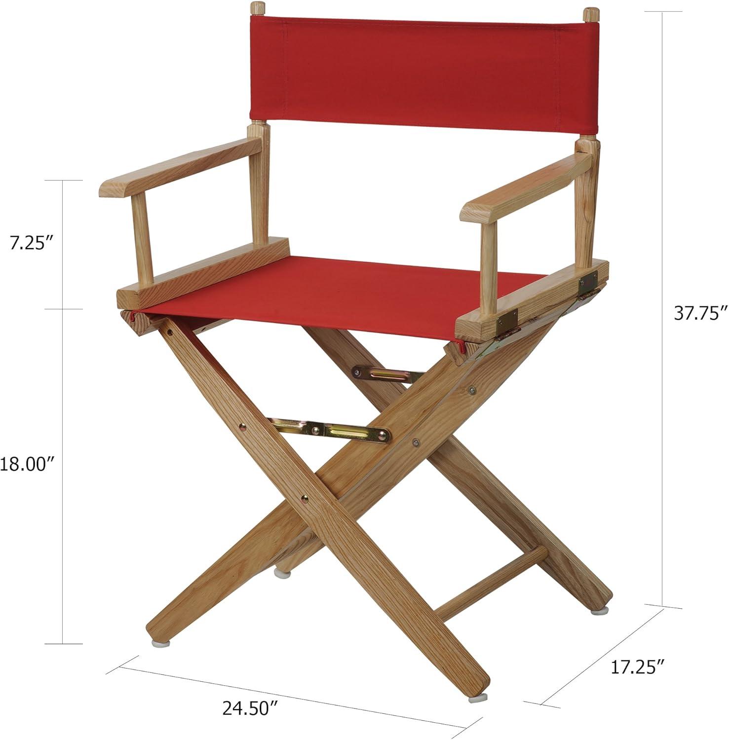 206-00-032-11 18 in. Extra-Wide Premium Directors Chair, Natural Frame with Red Color Cover