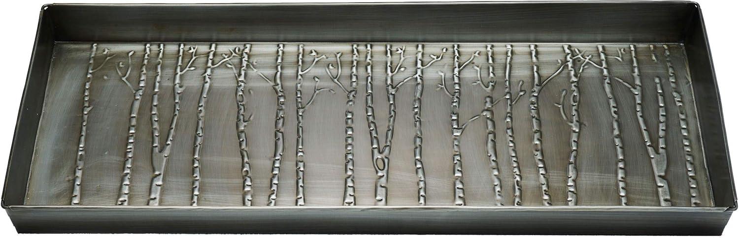 HF by LT Birch Forest Pattern Metal Boot Tray, 30 x 13 inches, Antique Zinc Finish