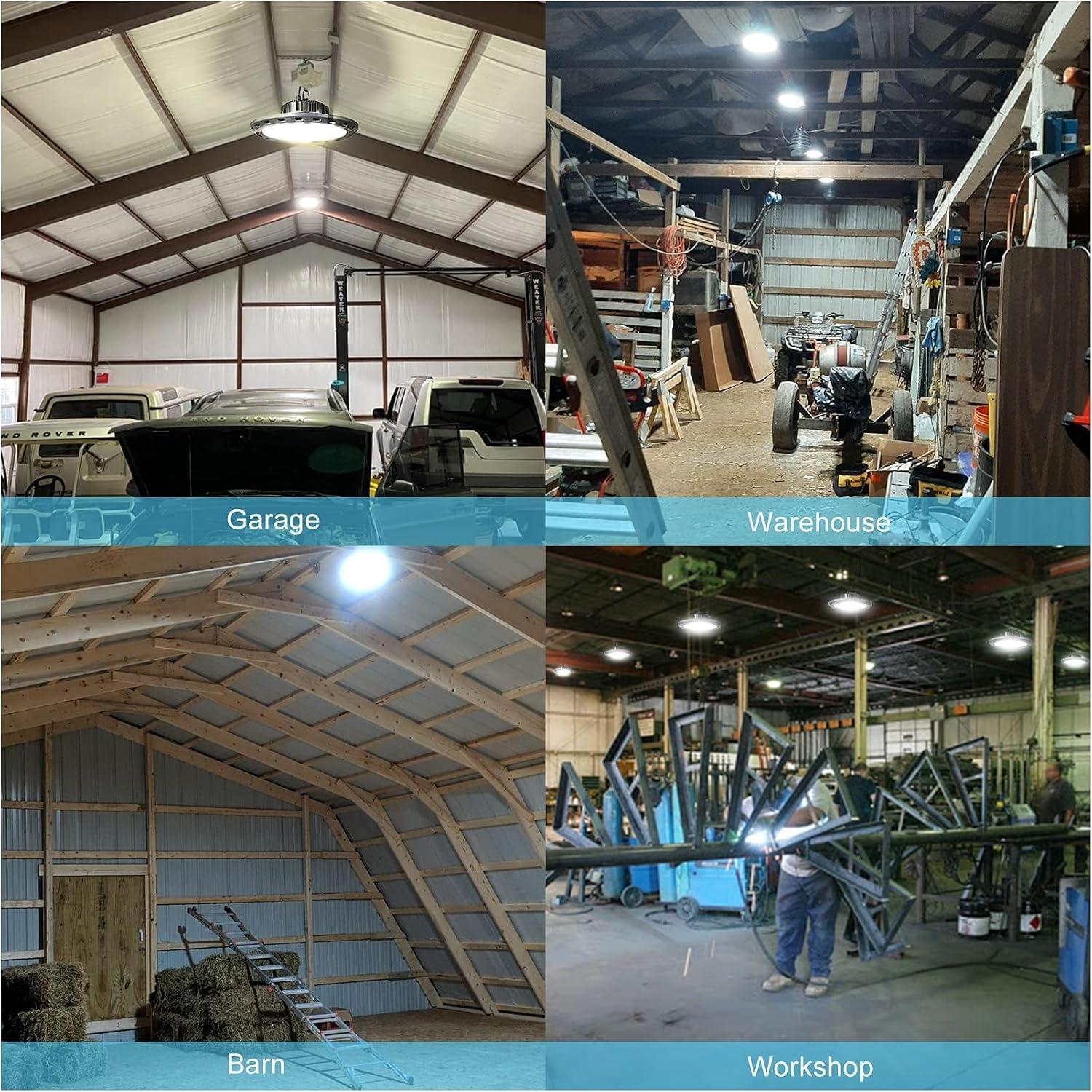 Lightdot 100W LED High Bay Light for Shop/Barn 5000K 14000LM (Eqv. to 400W HPS/MH) High Bay LED Lights with Plug for Commercial Warehouse Lighting-ETL Listed 5Pack