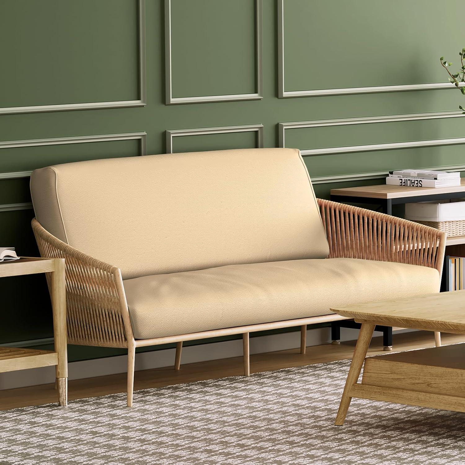 MoNiBloom Solid Futon Cover Slipcover Fit 6"- 8" Futon Mattresses Khaki, Twin Size 39x75 Inch