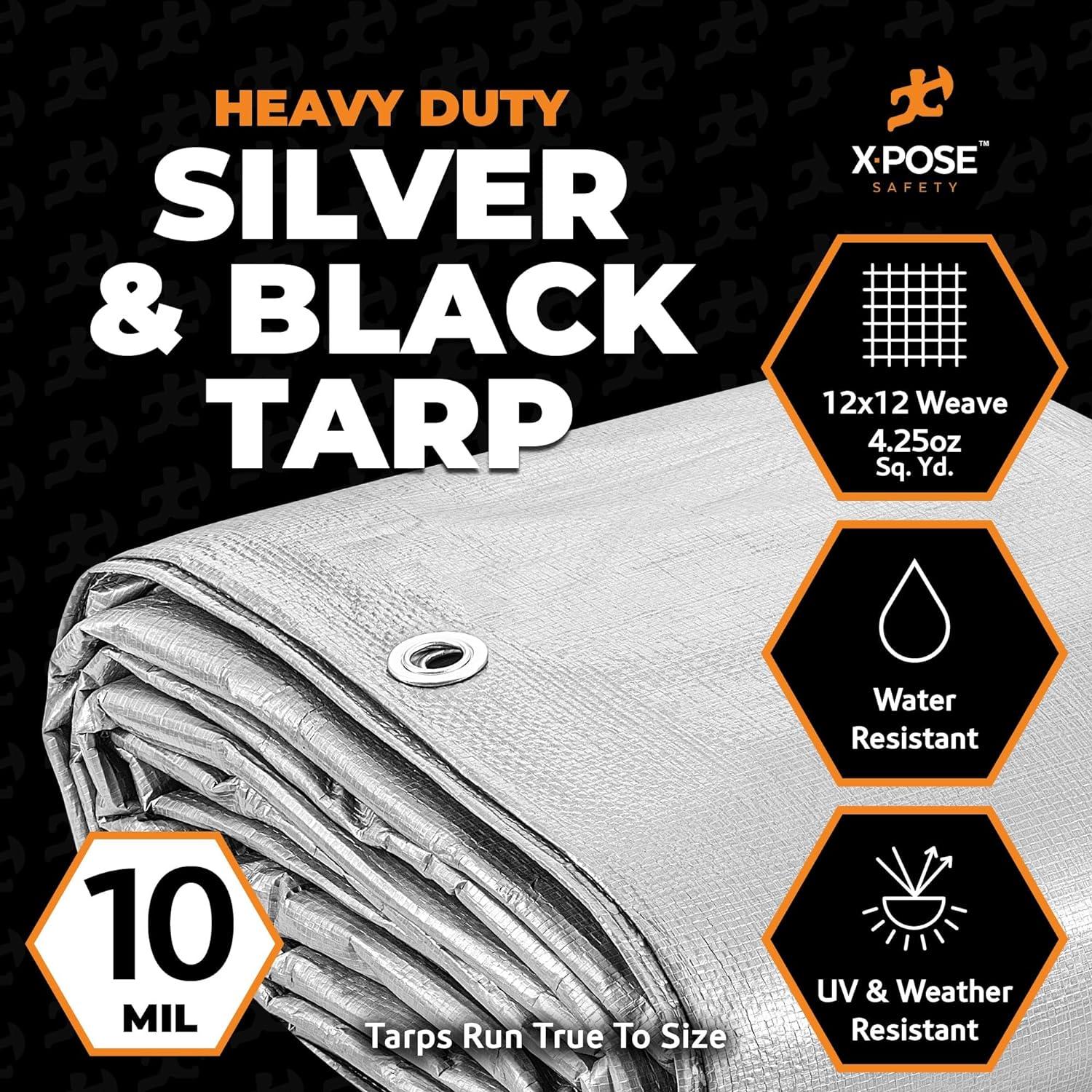 Heavy Duty 30' x 30' Silver and Black Polyethylene Tarp