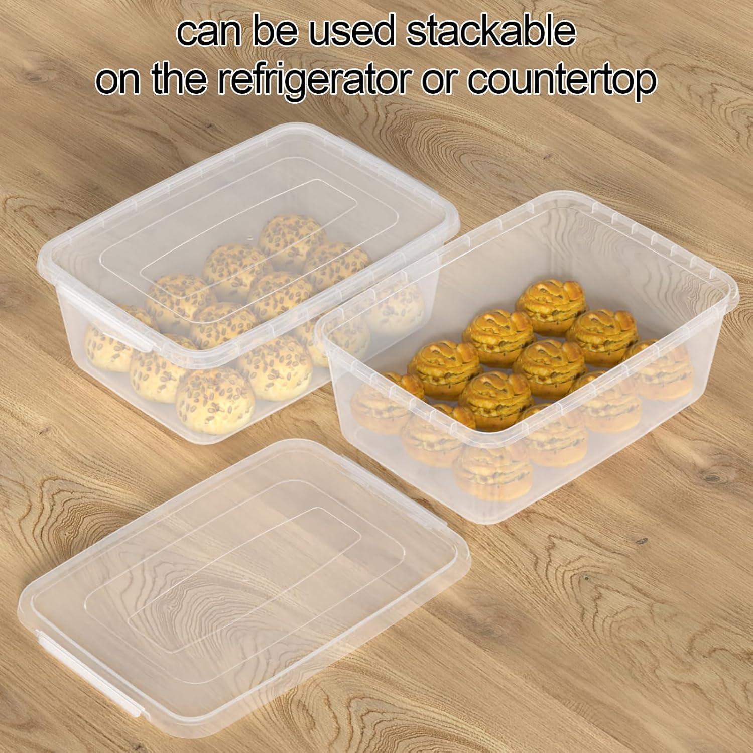 4-Pack 14 L Clear Dough Proofing Box, Food Pizza Storage Container