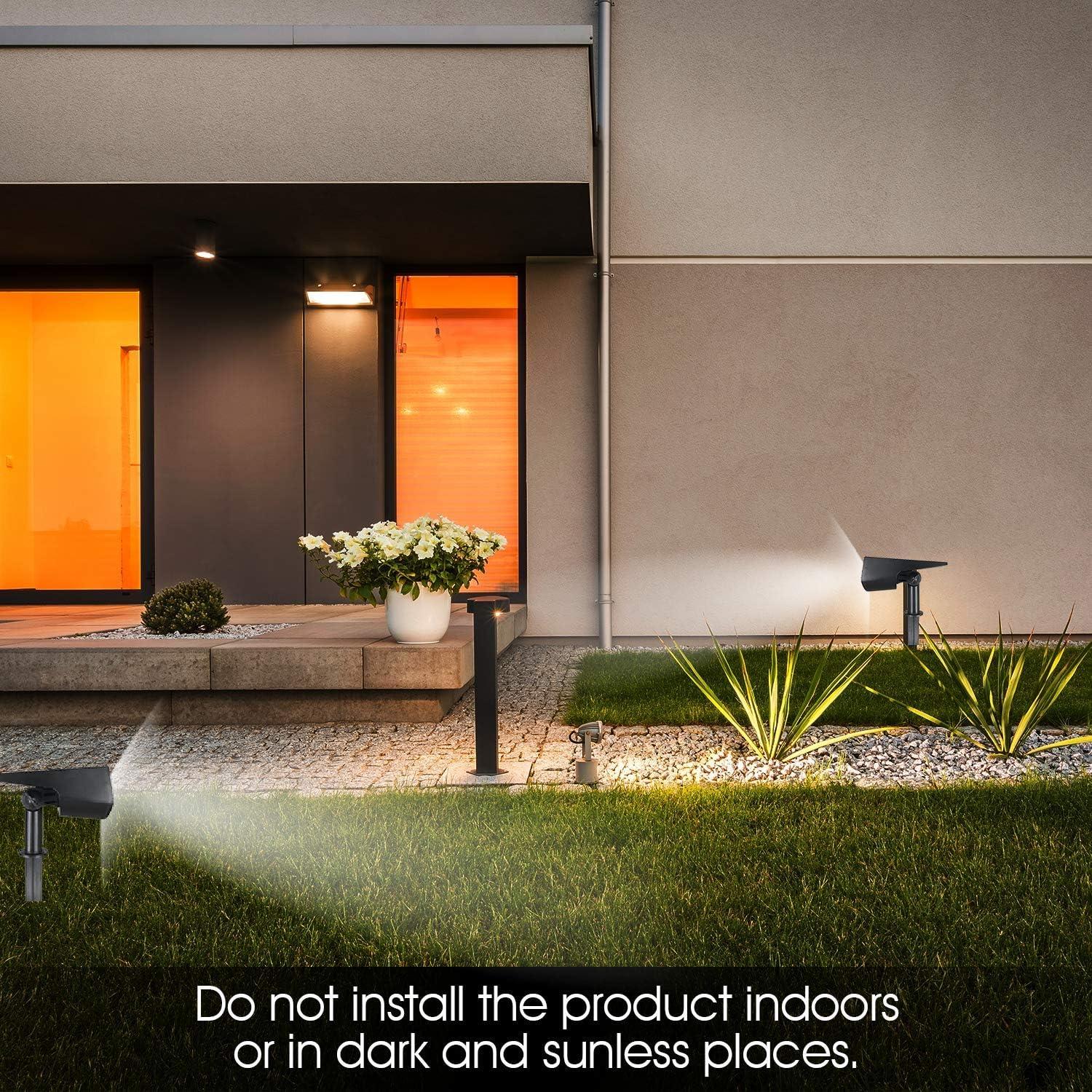 WBM Solar Spot Lights Outdoor,20 LED Waterproof Landscape Spotlight, 500 Lm -Warm White Light,4 Pack