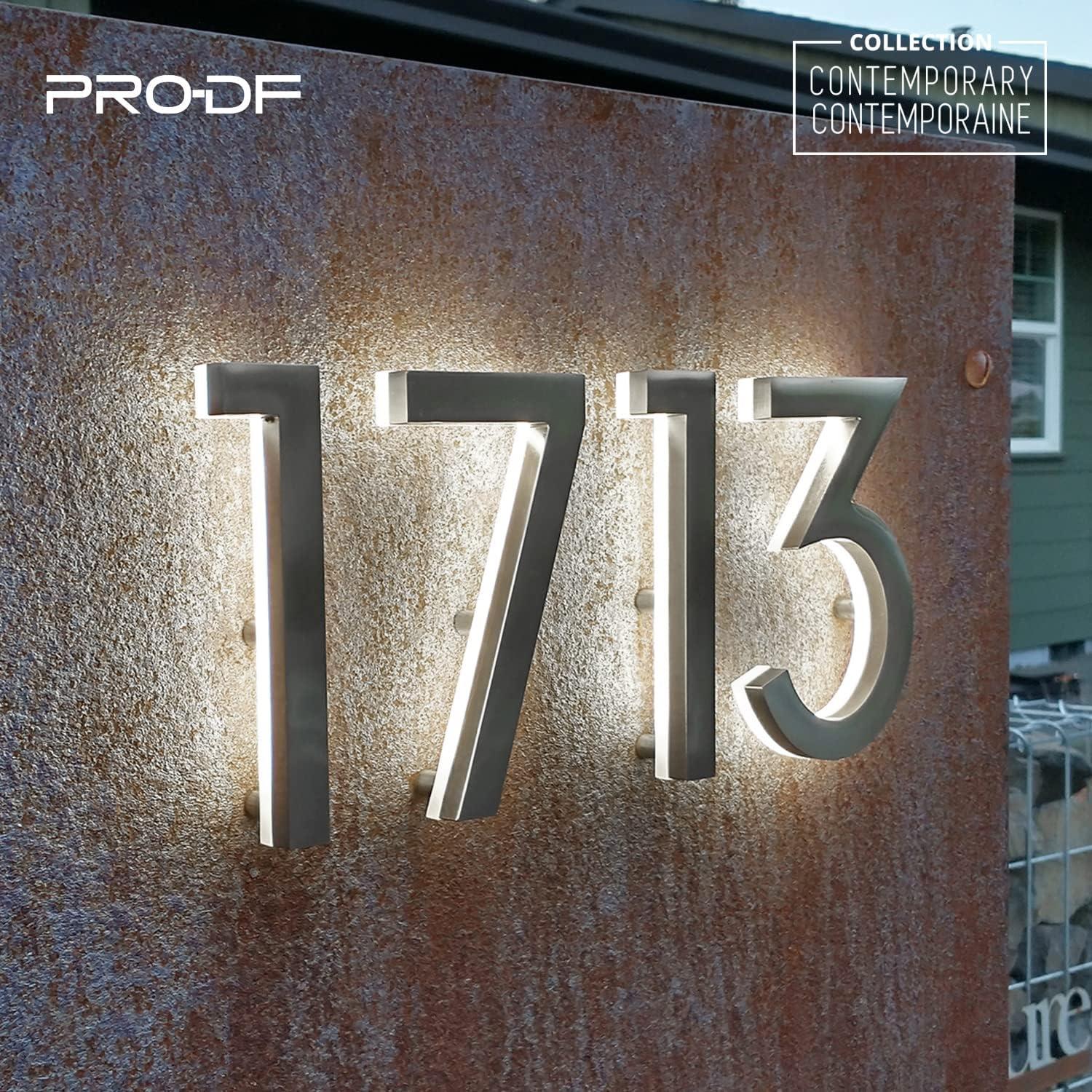 LED Backlit House Number - Satin Nickel #4