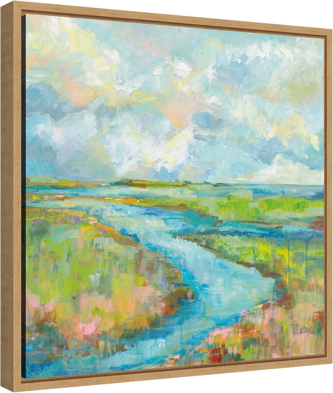 Amanti Art Marsh (Stream) by Jeanette Vertentes Canvas Wall Art Print Framed 16 x 16-in.