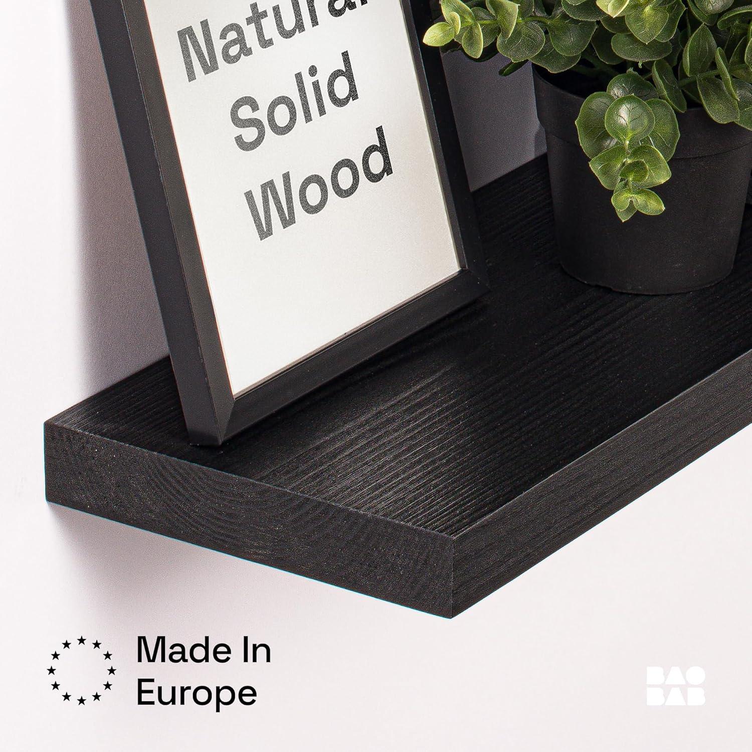 Baobab Workshop Solid Wood Floating Shelves, Wooden Shelves for Wall (Set of 2)