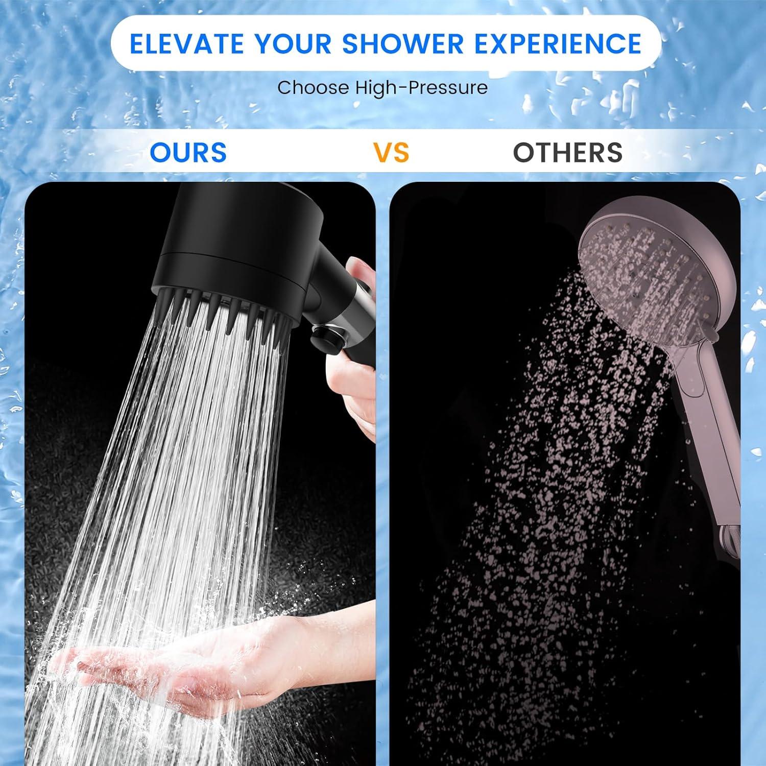 FETLOD B0CXDBC928-36 Filtered Shower Head With Handheld, High Pressure 3 Spray Mode Showerhead With 18 Stage Water Softener Filters For Hard Water - Remove Chlorine-BLACK