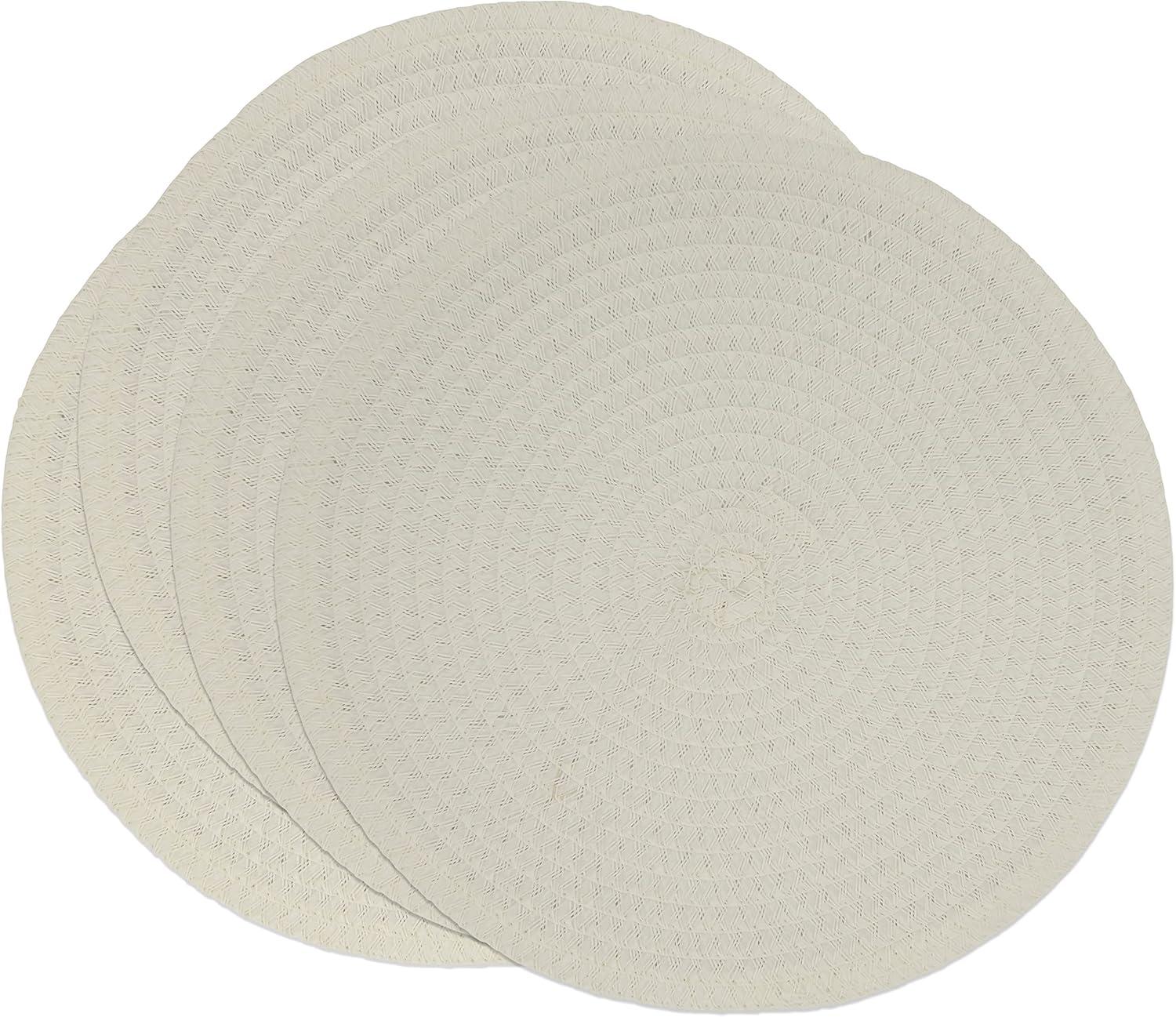 White 15" Round Fabric Placemats - Set of 4