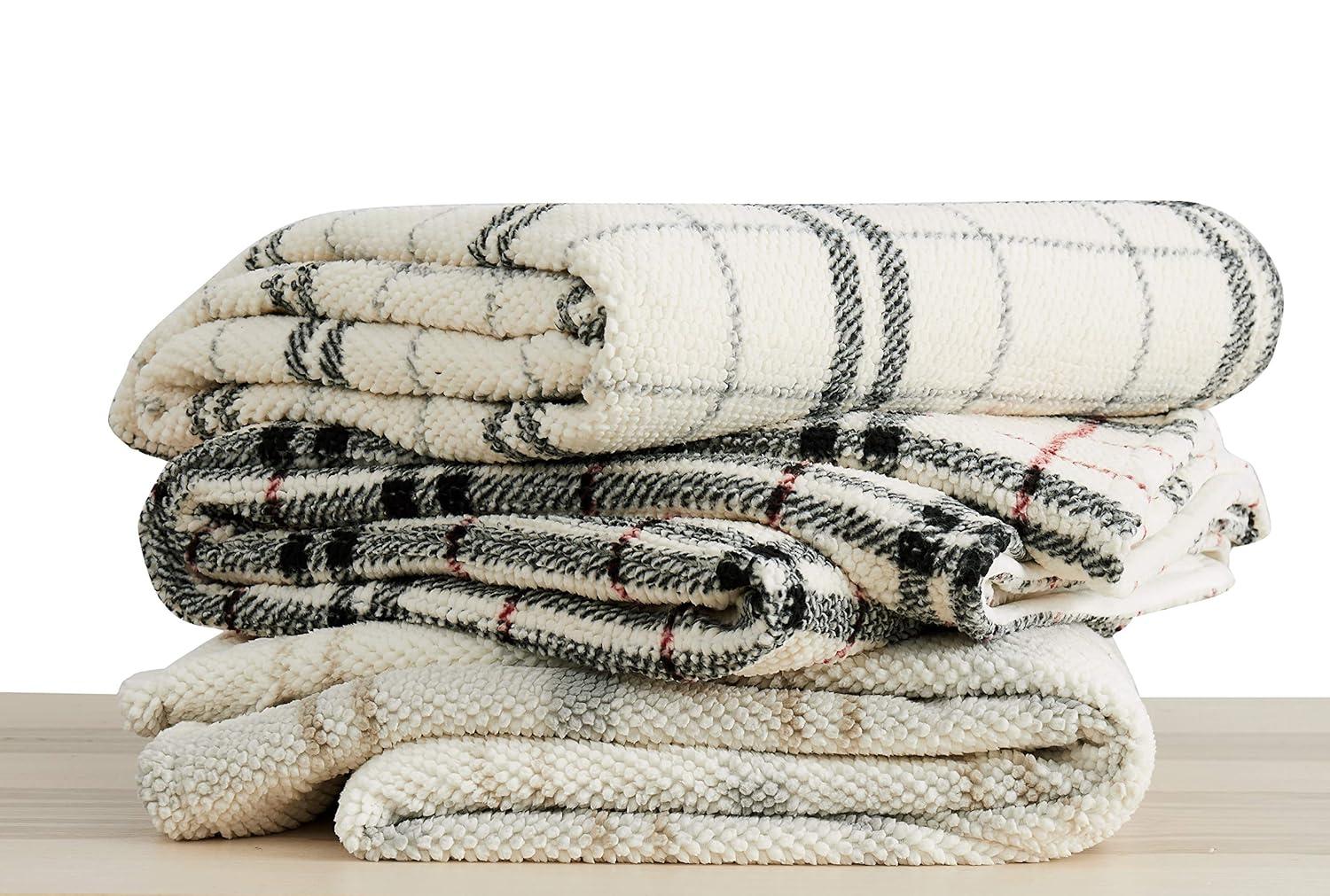 London Fog Popcorn Plaid Plush Throw