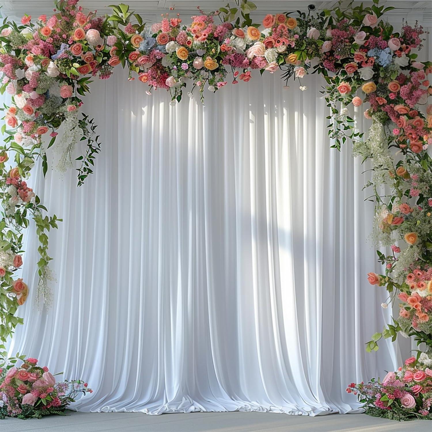 10x10ft White Backdrop Curtain for Parties Wrinkle Free Wedding Baby Curtain Backdrops for Birthday Party