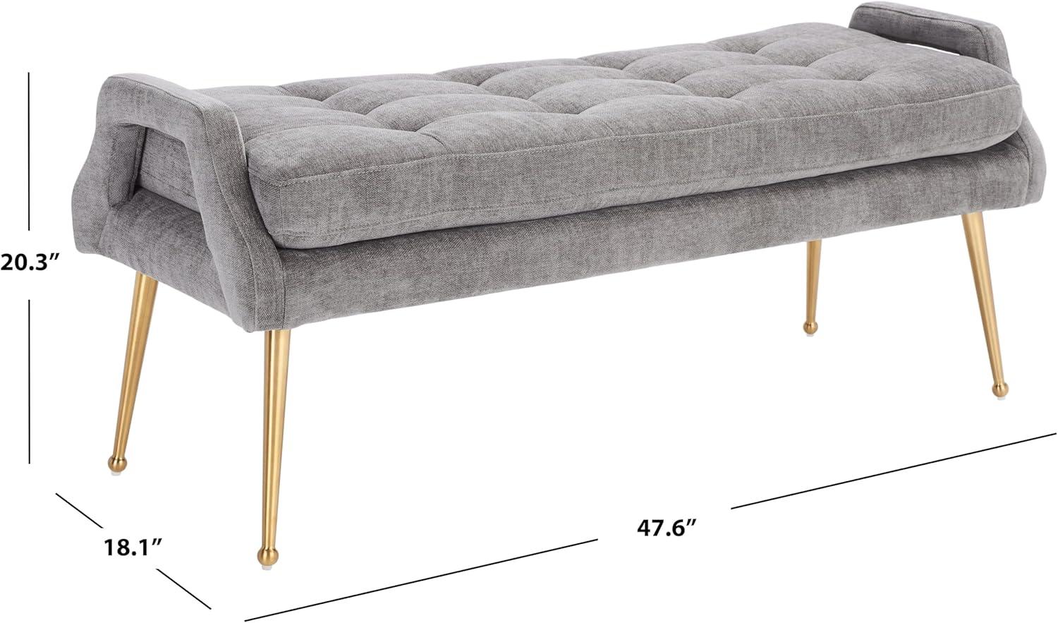 SAFAVIEH Everdeen Tufted Modern Glam Bench, Charcoal/Gold