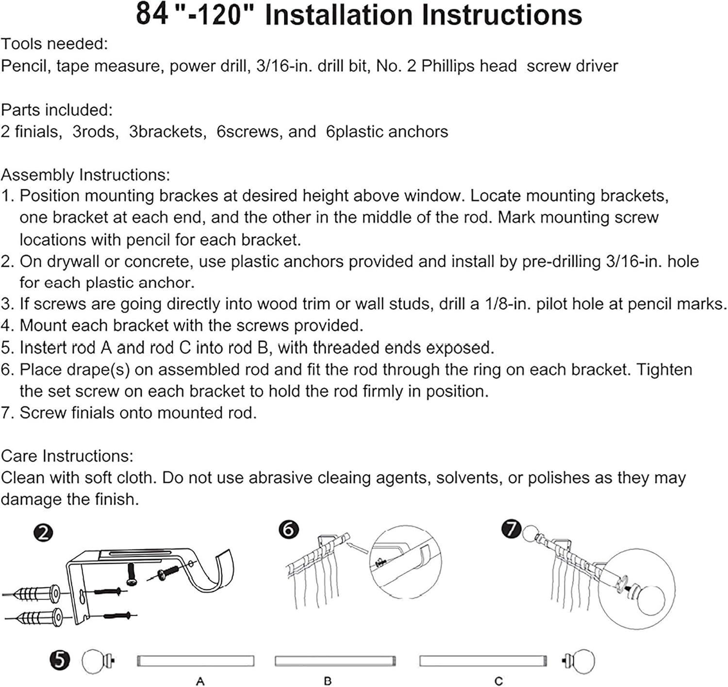 Urbanest 3/4" Bird Adjustable Curtain Rod, Cottage, 84"-120"