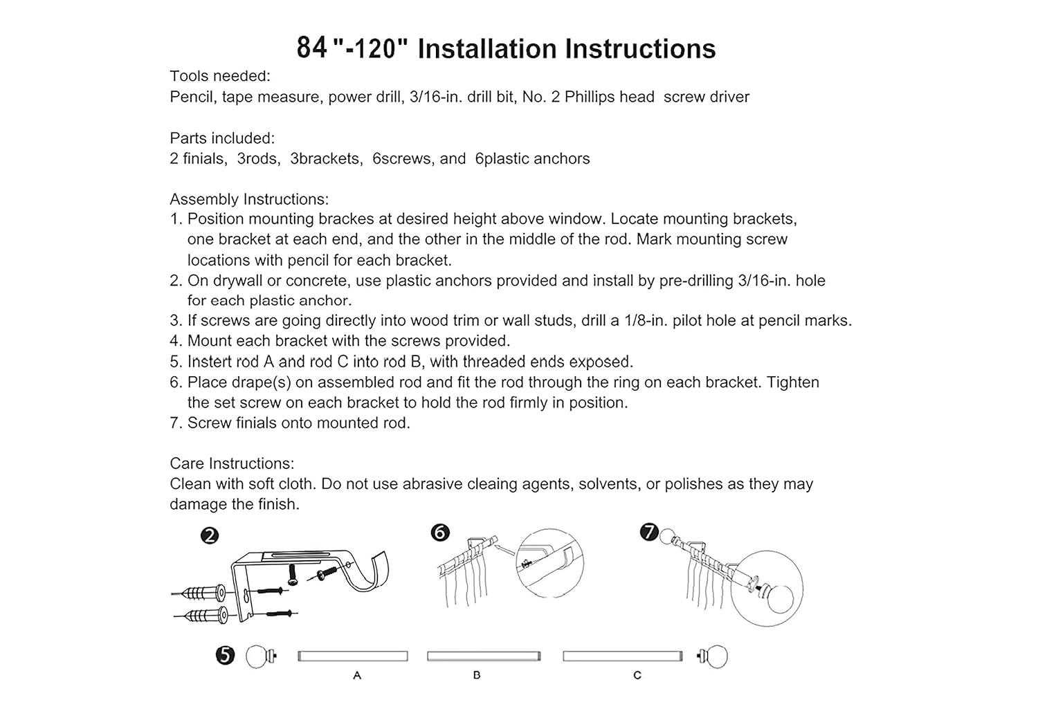 Urbanest 3/4" Bird Adjustable Curtain Rod, Cottage, 84"-120"