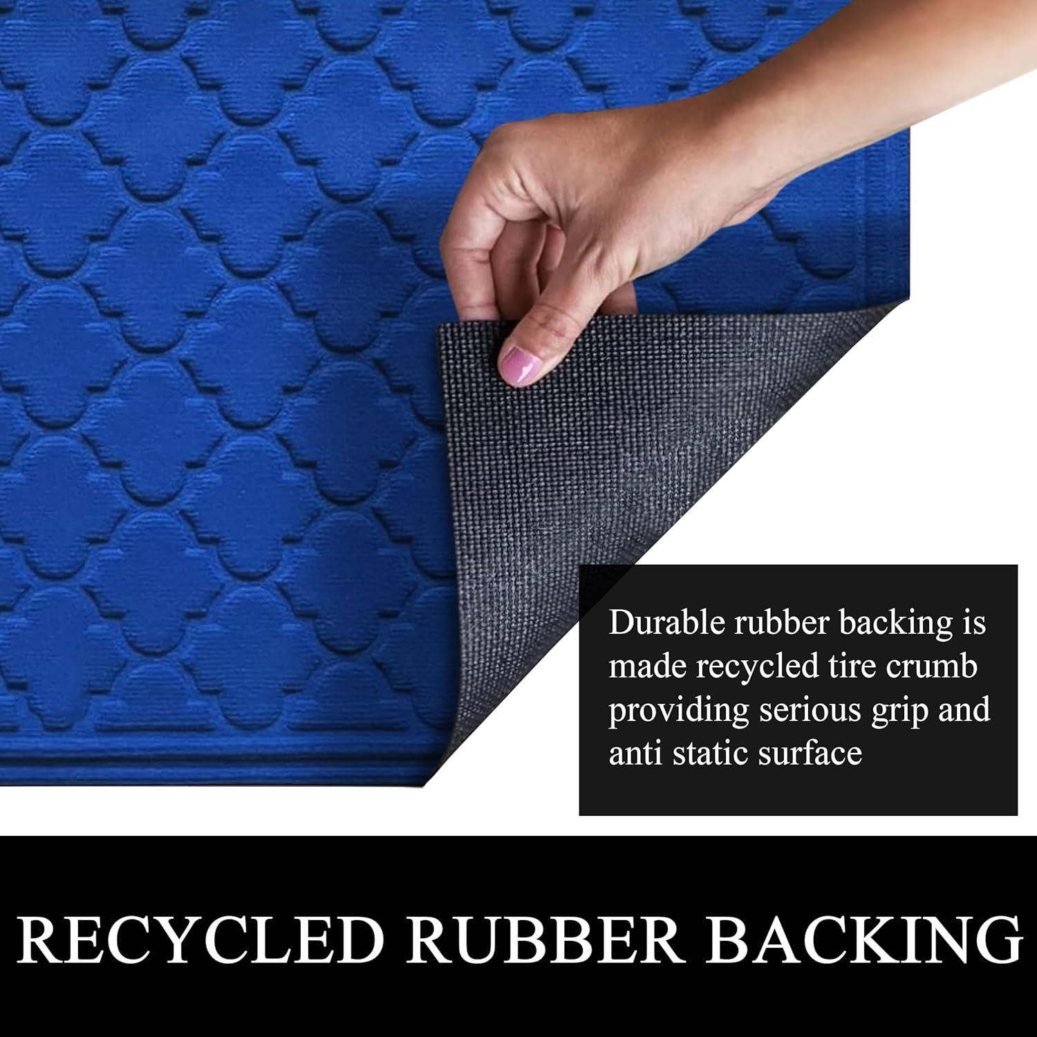 A1HC Indoor Outdoor Mat, Front and Back Entrance Welcome Mats, Large Front Door Patio Mats 24x36 Inches, Non-Slip Easy Clean Entrance Washable Large Size Doormats, Blue