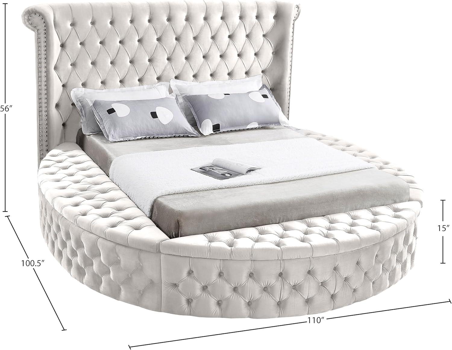 Meridian Furniture Luxus Cream Velvet Queen Bed