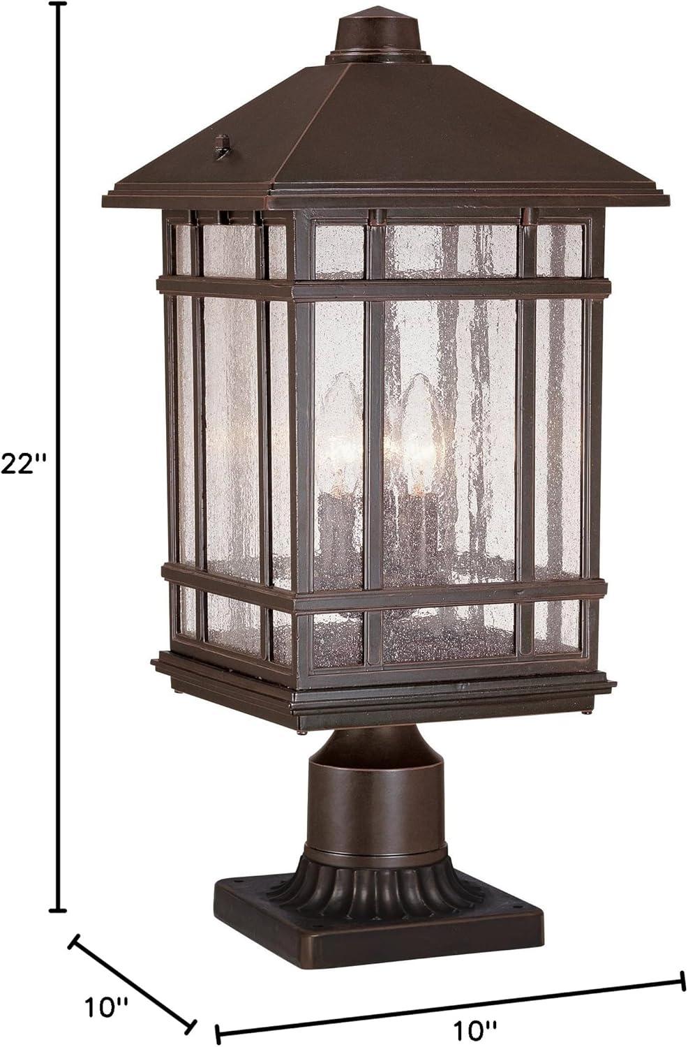 Kathy Ireland Sierra Rustic Outdoor Post Light Rubbed Bronze with Pier Mount Adapter 22" Seedy Glass Panels for Exterior Barn Deck House Porch Yard