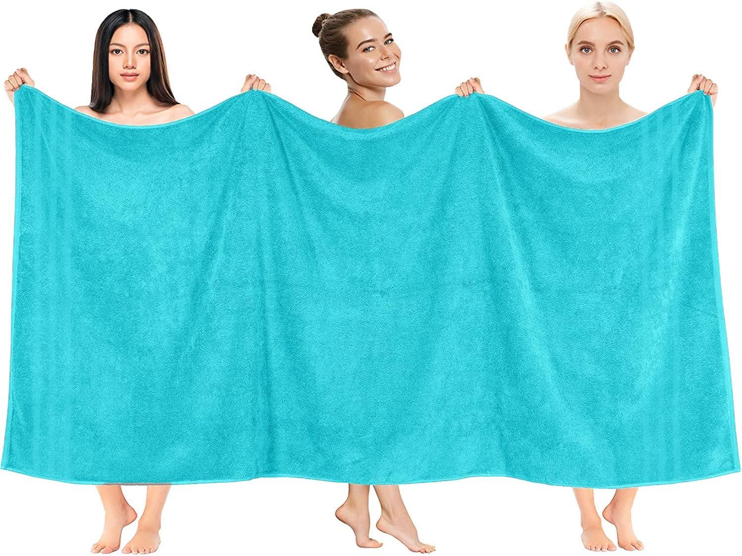 White Classic Luxury 100% Huge Cotton Bath Sheets Set of 2 - 35x70" Aqua
