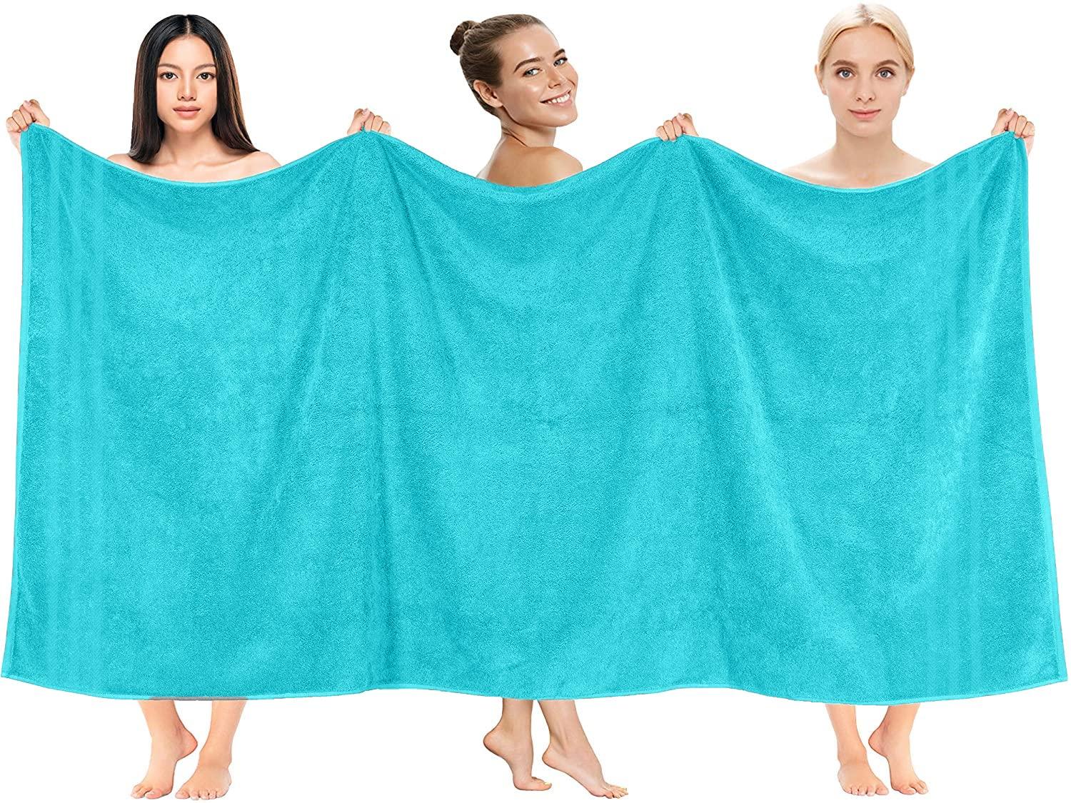 White Classic Luxury 100% Huge Cotton Bath Sheets Set of 2 - 35x70" Aqua