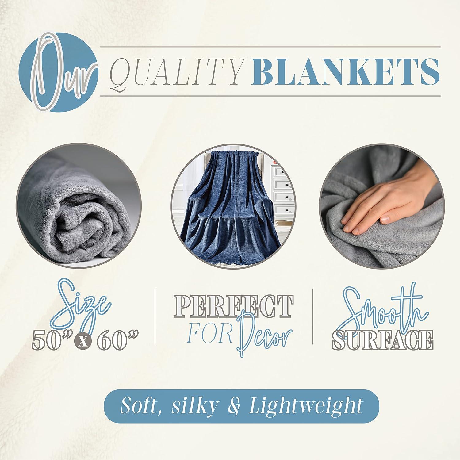 Elegant Comfort Breathable Fleece Throw Blanket, 50 x 60 inches, Perfect for Lounging and Home Decor, All Season Suitable, Solid Throw, Navy