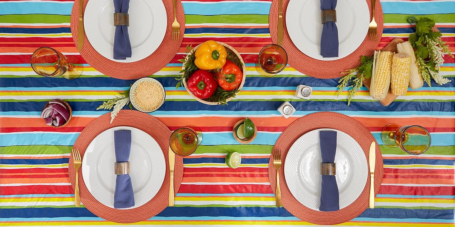 Summer Stripe Vinyl Tablecloth 60x84