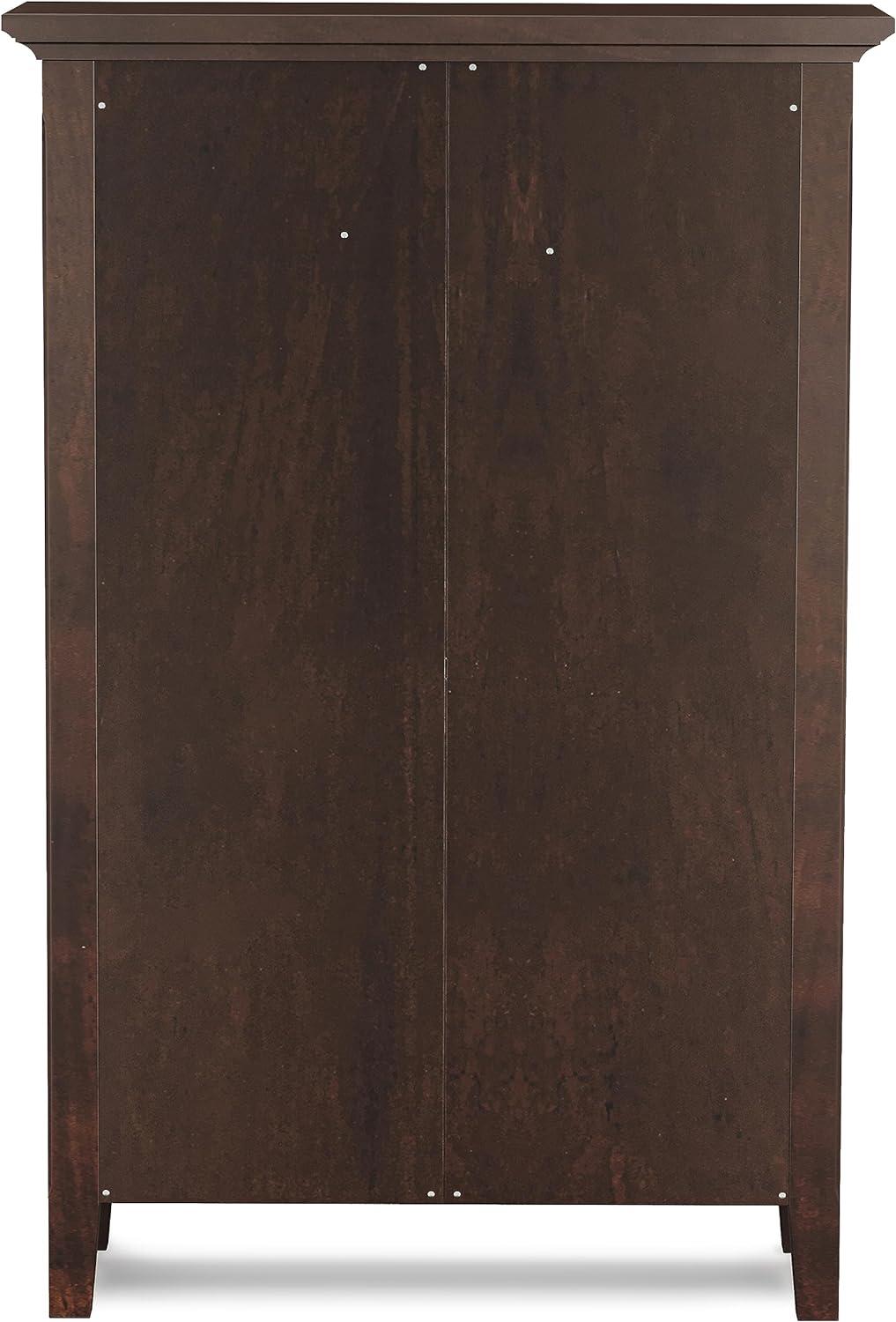 Simpli Home Acadian SOLID WOOD 32 inch Wide Entryway Shoe Storage Cabinet in Brunette Brown