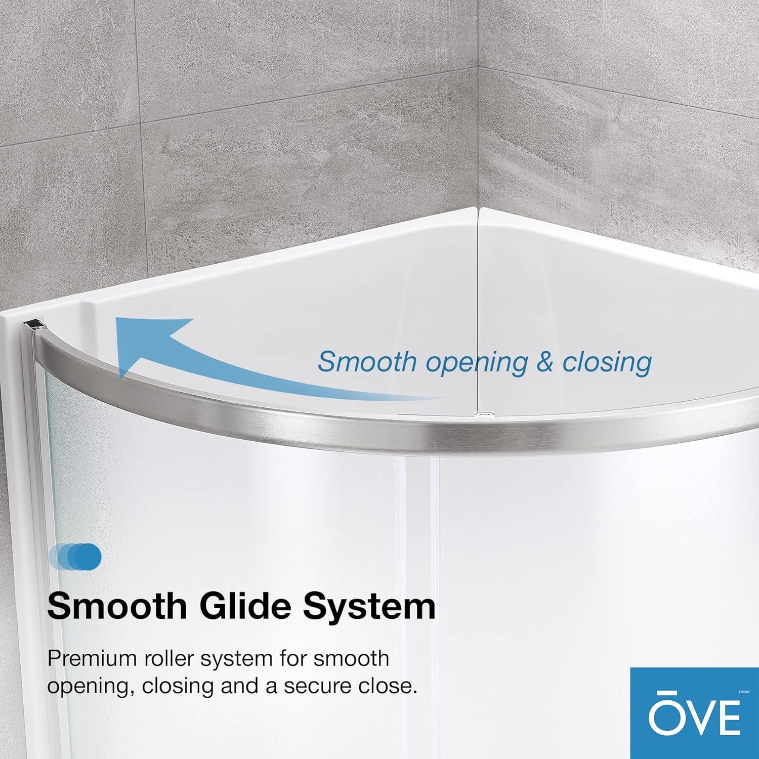 OVE Decors Breeze 33 in. Round Shower Kit w/ Frosted, Base, Wall