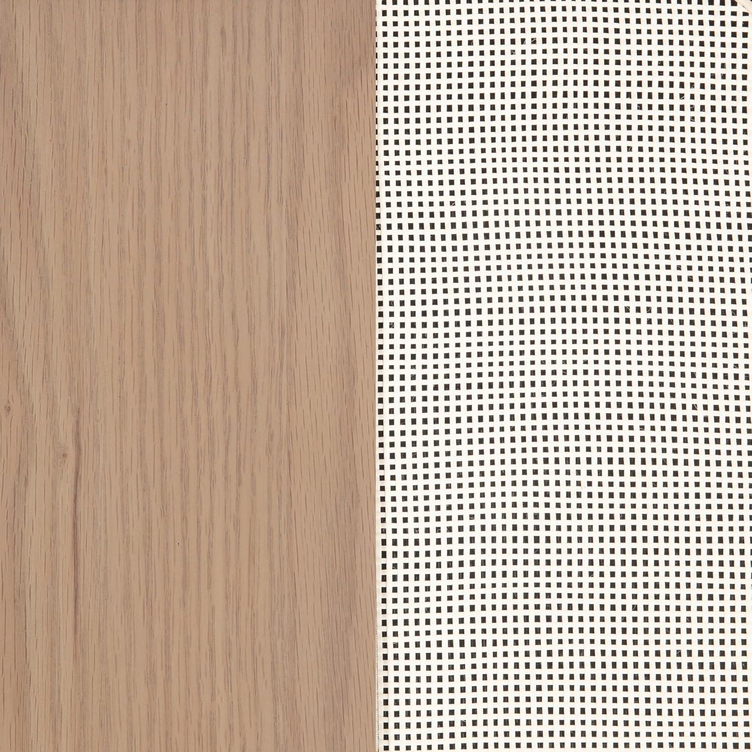 Nathan James Paxton Mid-Century Modern Wood Storage Cabinet with Doors, Arched Storage Cabinet for Living Room or Kitchen with Rattan Door Details, Raw Oak Set of 2