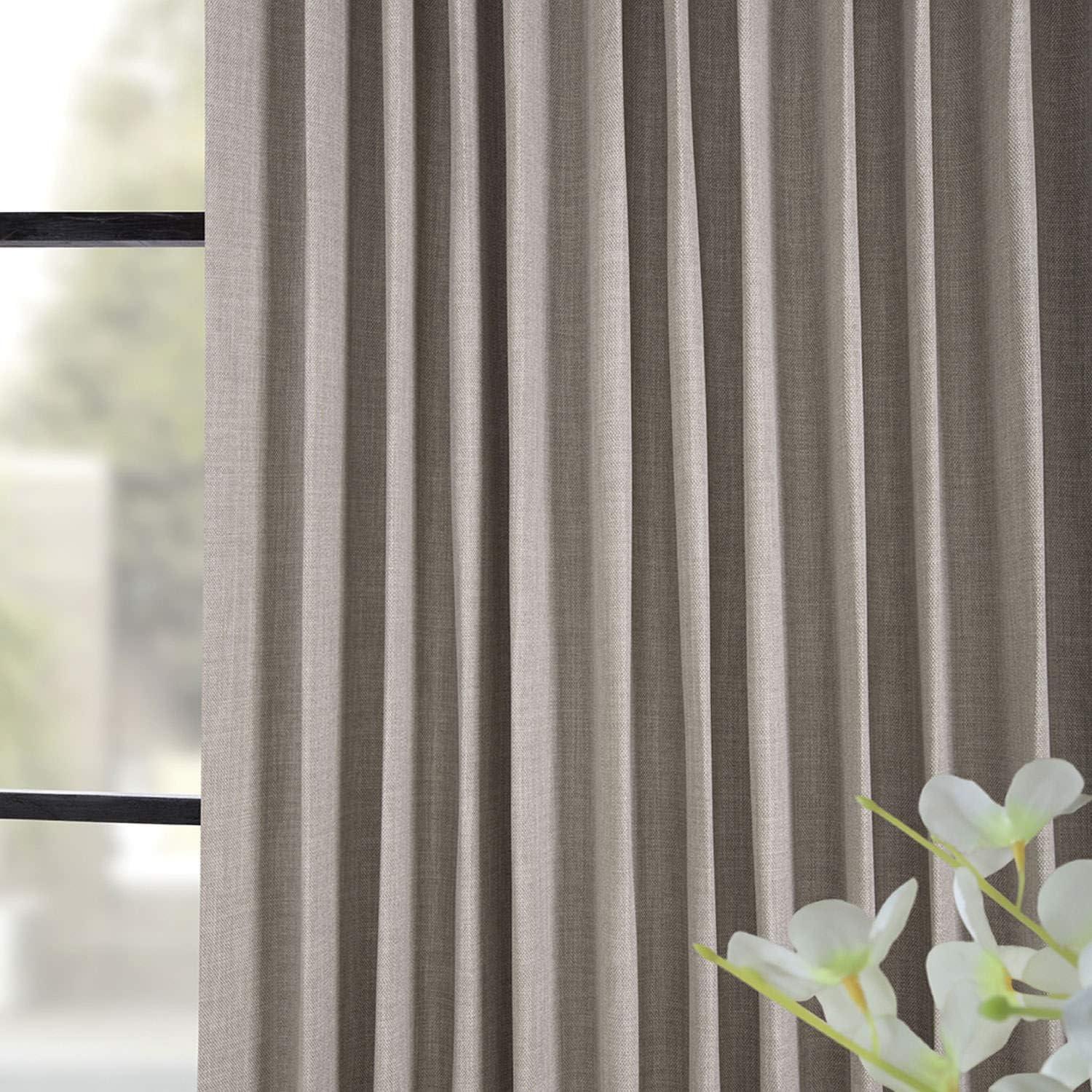 Clay Textured Faux Linen 96" Blackout Window Curtain